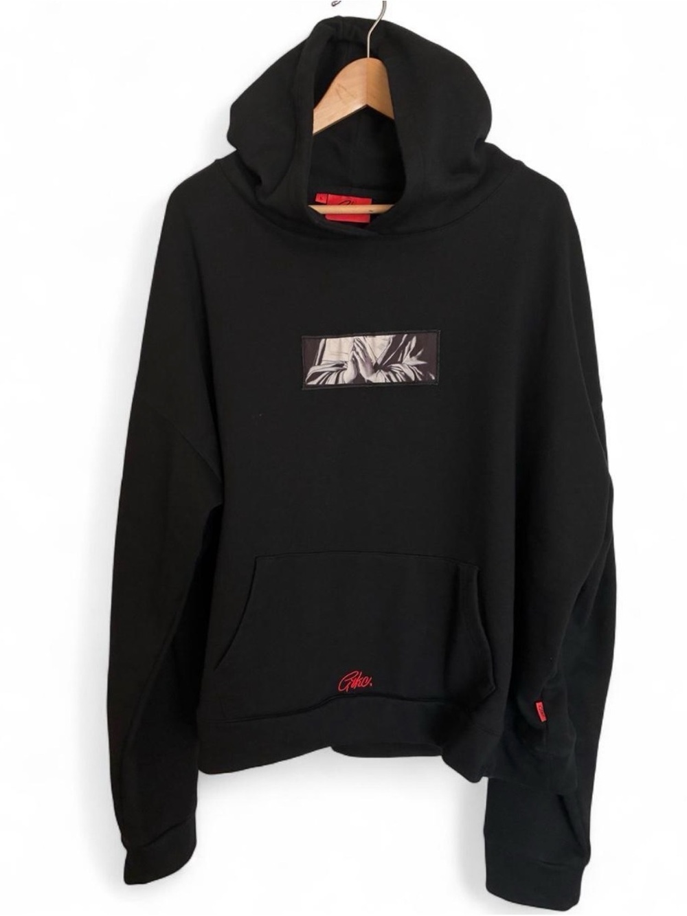 Grkc PRAY Black Graphic Hoodie Large Oversized